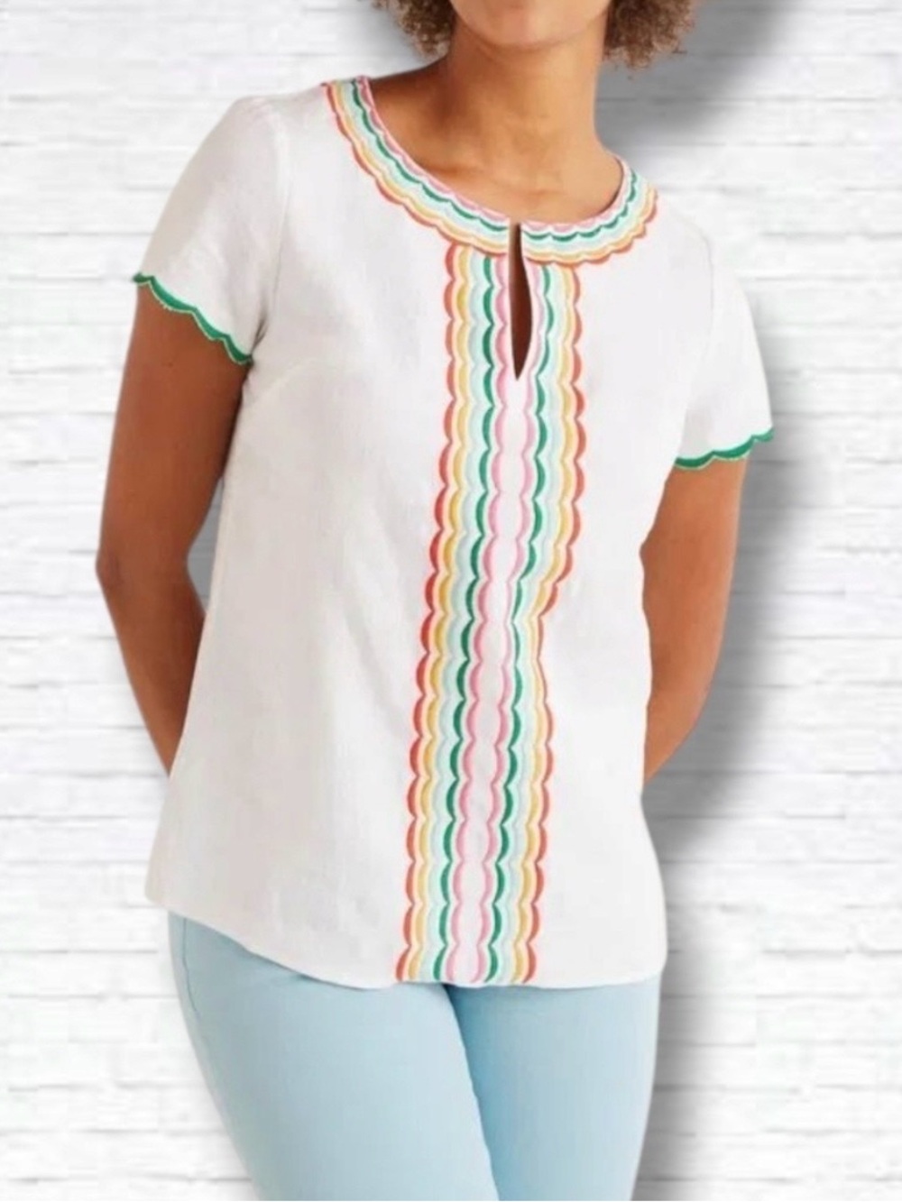 Boden White 💯 Linen Top sz 6